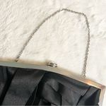 Kate Landry  Black Satin Rosette Evening Bag Clutch with Chain Strap & Rhinestone Photo 5