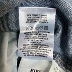 DL 1961 Chambray Kiki Mini Dress Raw Fringe Hem Off the Shoulder Short Sleeve L Photo 11