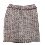 White House | Black Market Women's Tweed Fringe Pencil Skirt Pink Classic Size 2 Photo 2