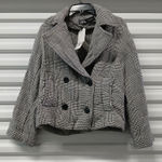 ZARA Women's Cropped Jacket Size XS Black Houndstooth Plaid Oversized Coat Retro Photo 0