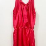 Victoria's Secret  Satin Sleeveless Tie-Back Keyhole Red Romper Photo 6