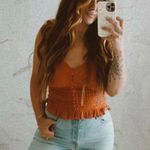 Anthropologie NWT $80 Forever That Girl Coral Ruffled Button Front Lace Cami XL Photo 1