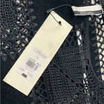 Topshop Patchwork Fringe Top NWT velvet crochet long sleeve crop womens Black (small) Photo 6