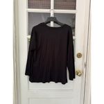Liza Byrd Tunic Top Blouse Shirt Long Sleeve Black Appliqué Trim XL G4 Photo 6