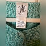 Fisher Hill Tropical Embroidered Sweater Cardigan, Size Large Blue Photo 2