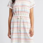 Caslon Striped Dress Short Sleeve Drawstring Casual Size S with Pockets Photo 0