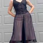 Talbots Vintage Dark Coquette Sheer Silk Chiffon Pleated Art Deco Midi Dress 8 Photo 2