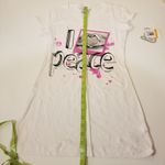 Self Esteem  White I love peace Graphic Short Shirt Juniors Small Photo 2
