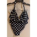 Eddie Bauer Black White Polka Dot High Cut Cheeky Bikini - Size 16 Photo 1