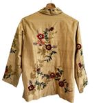 Laura Ashley  Womens Slub Silk Floral Embroidered Shirt Jacket Sz M Cottage Boho Photo 3