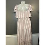American Eagle  Outfitters Jumpsuit Womens Small Pink White Stripe Off Shoulder Photo 5