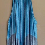 Free People Pleated Love Metallic Two- Tone Blue Mini Dress Size XL Photo 2