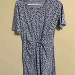 Aerie  Leopard Print Twist Front Blue T-Shirt Dress Size Small Animal Casual Photo 0