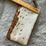 Metallic Leather Acid Wash White & Gold Wristlet 10” x 6” Tan Photo 3