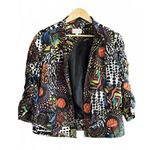 Erin London Womens Jacket Large Multicolor Ruched 3/4 Sleeves Full Zip Black Photo 0