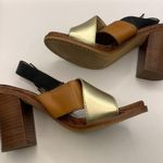 Sam Edelman  Ivy Color Block Strappy Gold Brown Chunky Heel Sandal Women’s Sz 6M Photo 5