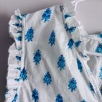 Talbots  size XL V-neck blouse white and turquoise or blue paisley border print Photo 4