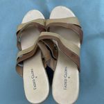 Faded Glory Women’s  Brown And Tan OpenToe Wedge Heel Sandals With Cork Heel Photo 0