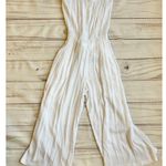 Becca Strapless Crinkled Wide Leg Jumpsuit in White Size S NWT Photo 2