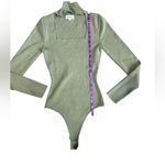 superdown  Victoria Square Neck Cutout Bodysuit  Green Size Small Turtleneck Photo 8