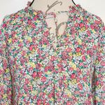 Gap Womens Blouse Sz Small Semi Sheer Ruffle Floral Boho Bohemian Romantic Retro Photo 4
