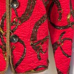 Patty Kim Reversible Equestrian Novelty Quilted Jacket Coat Size Large Red Photo 2