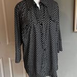 Covington Womens XL Black Polka Dot Button Down Shirt Dress Long Sleeve Photo 0