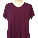 Double Zero Deep Purple Soft Slouchy V Tee Asymmetric Top Photo 0
