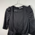 Carven Black Structured Square Neckline Puff Sleeve Silk Mini Dress Size 6 Photo 2