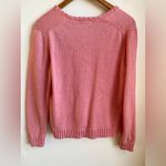 Lands' End VTG  100% Cotton Knit Chunky Boxy Button Cardigan Bubble Gum Pink Photo 5