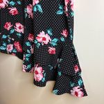 Bobeau  Black Floral‎ Polka Dot Ruffle Hem Midi Skirt Small Photo 4