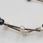 Vintage Womens Station Necklace Silver Blue Tahitian Freshwater Pearl Beaded Photo 9