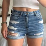 American Eagle next level stretch, curvy high-rise ripped jean shorts Photo 0