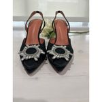 Black Satin Slingback Heels Crystal Embellished Pumps Party Evening Occasion Size 8 Photo 1