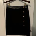 White House | Black Market  Black Skirt Front & Waist Leather Trim Accent Size 4 Photo 0