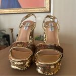Steve Madden Lessa Platform Heels Gold Sequins Ankle Strap Holiday NEW Size 7.5 Photo 2