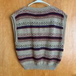 Decouve Vintage 90s Sleeveless Sweater Vest Knitwear Fair Isle Pattern Large Tan Photo 2