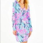 Lilly Pulitzer Long Sleeve Davie Dress in Fan Sea Pants Print Preppy Coastal XS Photo 15