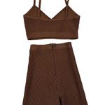 House Of CB - Evie Bralette & Eden Bike Shorts in Ribbed Brown Photo 2