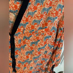 Anthropologie  Vanessa Virginia Orange and Blue Tiger Henley Photo 5