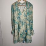 Hemant & Nandita Turquoise Blush Metallica Georgette Mini Dress Medium Blue Photo 2