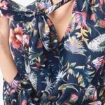 J.Crew  Navy Blue Tropical Floral Tie Neck Long Sleeve Dress Photo 0
