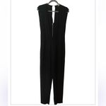 Sandro Black Viscose Silk Sleeveless Exposed Zipper V-Neck Jumpsuit Size1/Small Photo 2