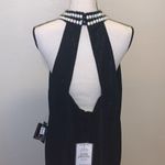 Teeze Me NWT  black metallic sparkly Pearl beaded neck evening dress Photo 8