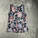 Loft  Shirt Womens Small Petite Black Pink Blue Dark Floral Tank Bohemian Cottage Photo 2