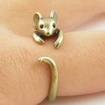 Stainless Steel Gold Mouse Adjustable Ring Sizes 5 Photo 0