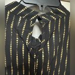 SheIn Woman’s  Hi-Low Tank Blouse Black Gold Stripe (392) Photo 4