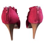 Charlotte Russe  Shoes Womens Red Peep-Toe Booties Ruffled Suede Platform Size 6 Photo 6