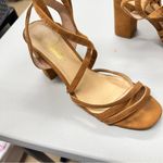 Lulus Tan Faux Leather Ankle Lace Up Chunky Heels Womens 7 Dressy Shoes Classic Photo 5