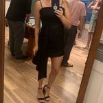 Lulus  Romantic Allure Black Satin Asymmetrical Mini Dress Photo 4